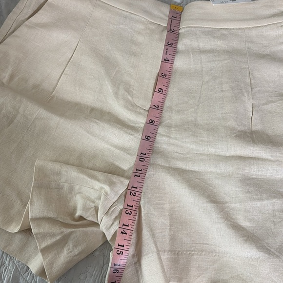 J. Crew Factory Pleated linen-blend short with elastic waist dusty ivory Size 10 - Picture 3 of 15